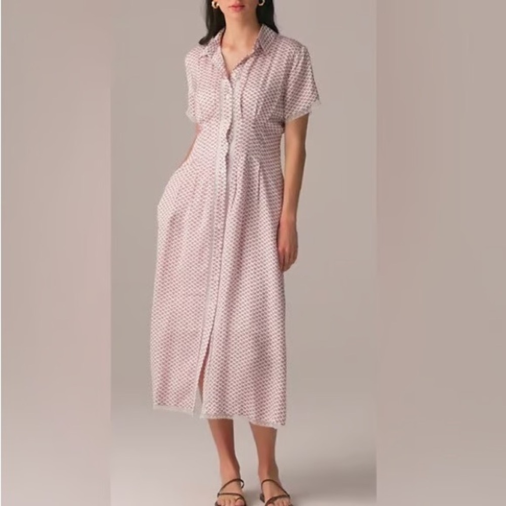NWT Jcrew Wren lace-trim shirt-dress in‎ glossy twill size 6